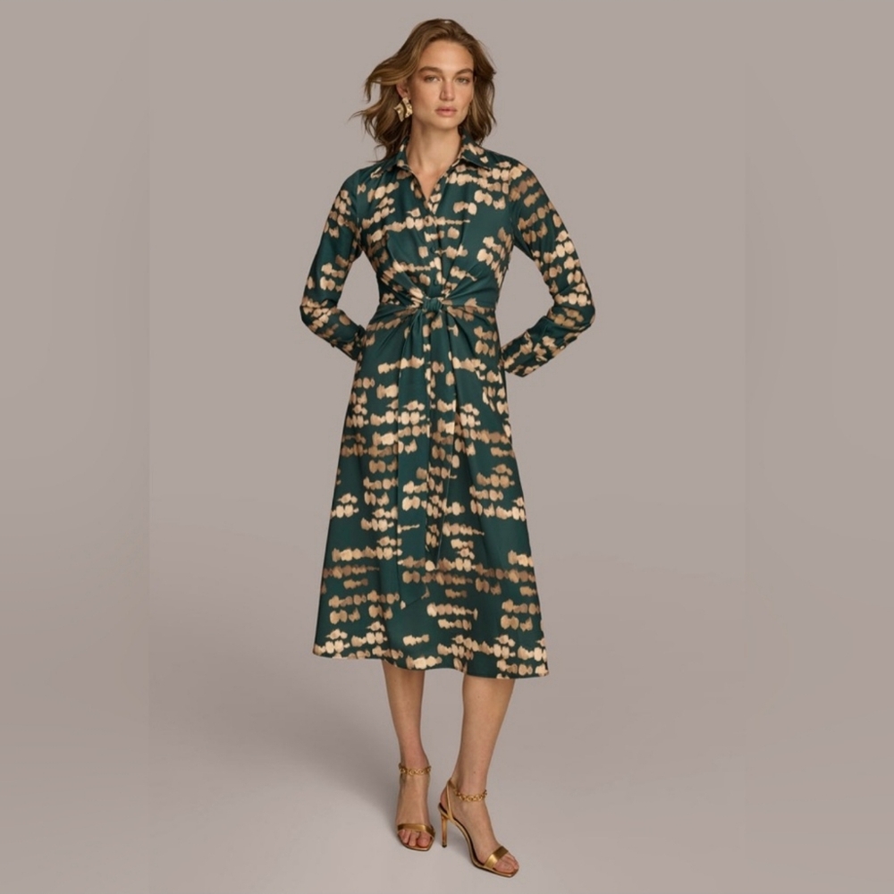 Donna Karan SATIN MIDI SHIRT DRESS Size 2